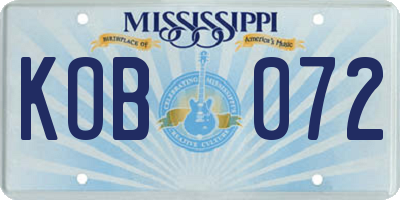 MS license plate KOB072
