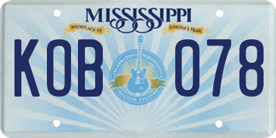 MS license plate KOB078