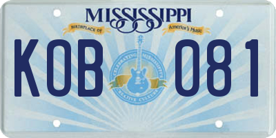 MS license plate KOB081