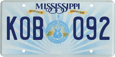 MS license plate KOB092