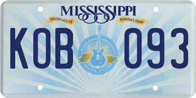 MS license plate KOB093