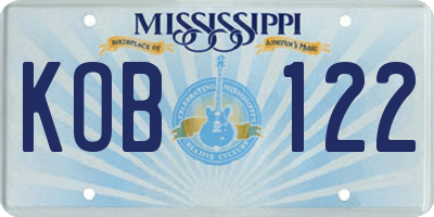 MS license plate KOB122