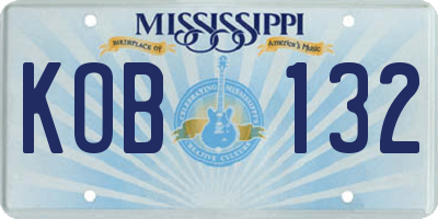 MS license plate KOB132