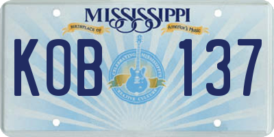 MS license plate KOB137