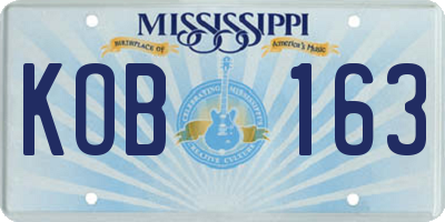 MS license plate KOB163