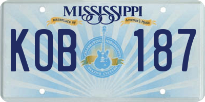 MS license plate KOB187