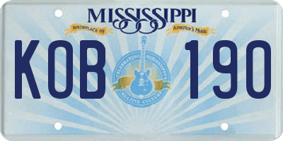 MS license plate KOB190
