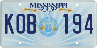 MS license plate KOB194