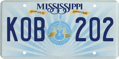 MS license plate KOB202
