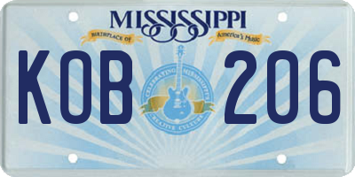 MS license plate KOB206