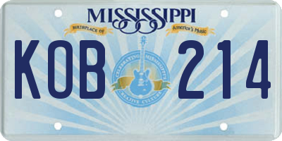 MS license plate KOB214
