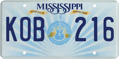 MS license plate KOB216