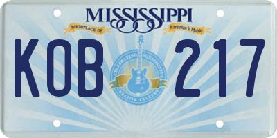 MS license plate KOB217