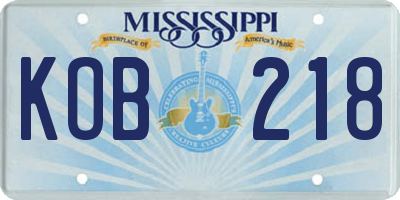 MS license plate KOB218