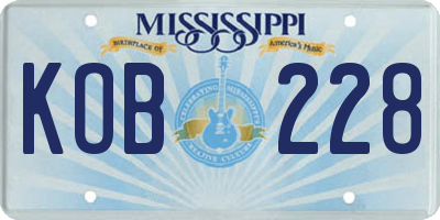 MS license plate KOB228