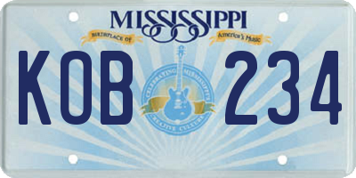 MS license plate KOB234