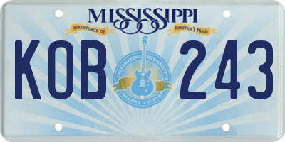 MS license plate KOB243