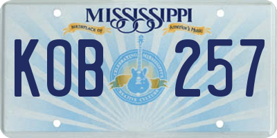 MS license plate KOB257
