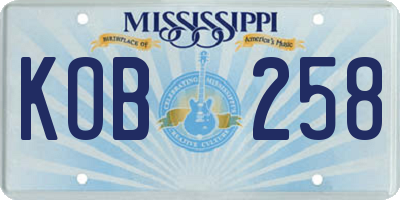 MS license plate KOB258