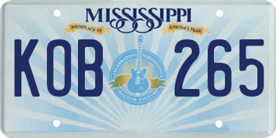 MS license plate KOB265