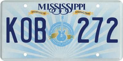 MS license plate KOB272