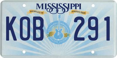 MS license plate KOB291