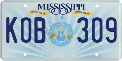 MS license plate KOB309