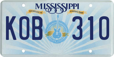 MS license plate KOB310