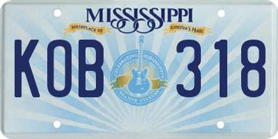 MS license plate KOB318