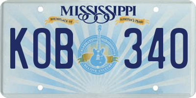 MS license plate KOB340