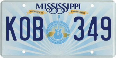MS license plate KOB349