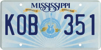 MS license plate KOB351