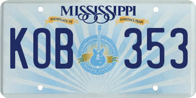 MS license plate KOB353