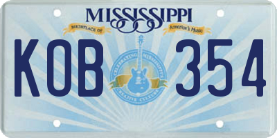 MS license plate KOB354
