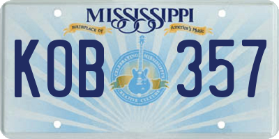 MS license plate KOB357