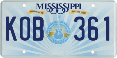 MS license plate KOB361