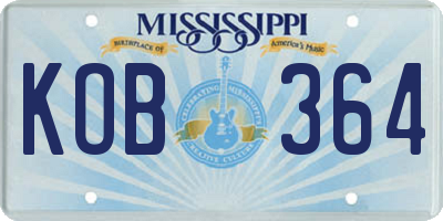 MS license plate KOB364