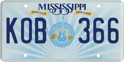 MS license plate KOB366