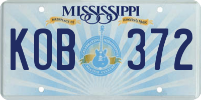 MS license plate KOB372