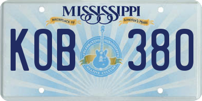 MS license plate KOB380