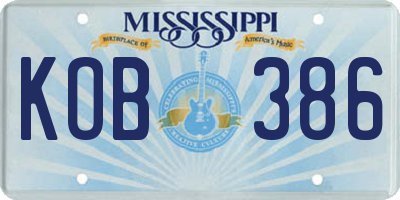 MS license plate KOB386