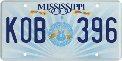 MS license plate KOB396