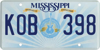 MS license plate KOB398