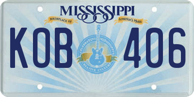 MS license plate KOB406