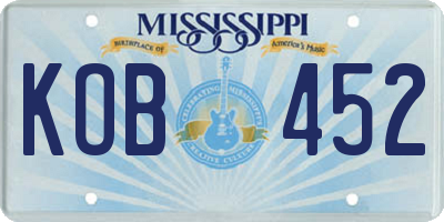MS license plate KOB452
