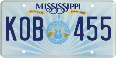 MS license plate KOB455