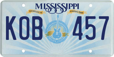 MS license plate KOB457