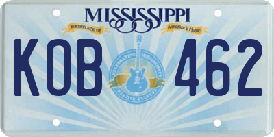 MS license plate KOB462