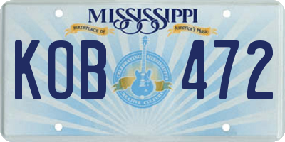 MS license plate KOB472
