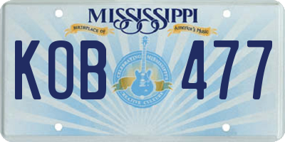 MS license plate KOB477
